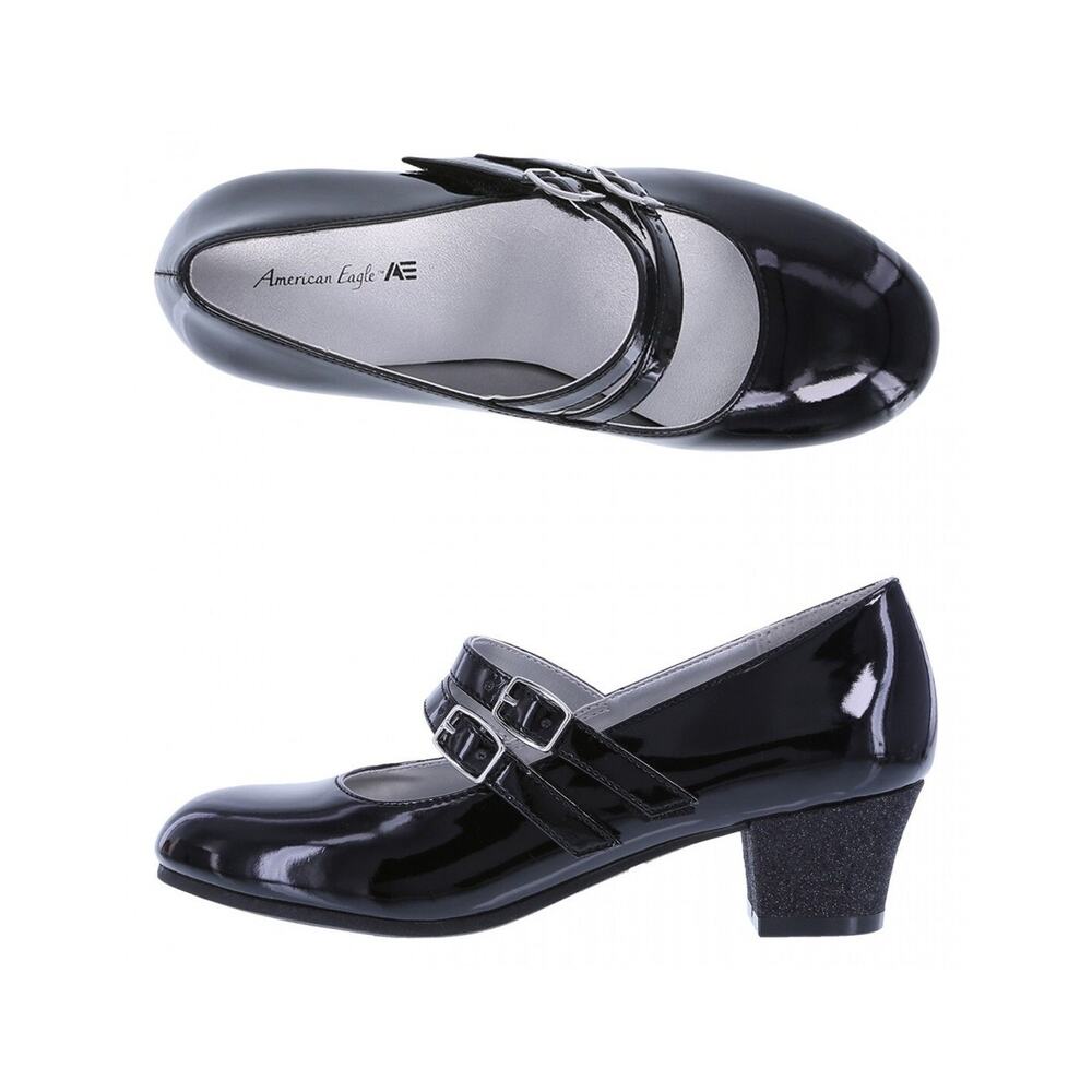 American Eagle Girls' Ari Black Patent Mary Jane Shoes